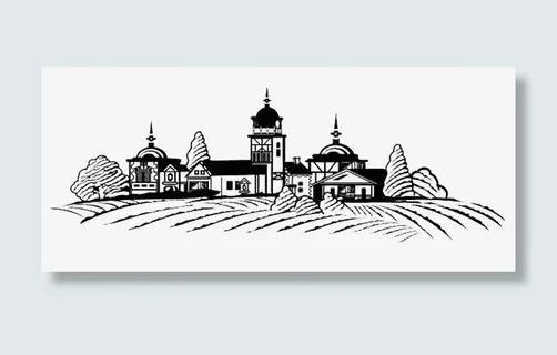 葡萄酒庄园素描手绘免抠