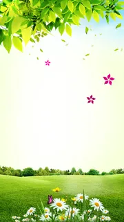 春天清新绿色psd分层H5背景高清