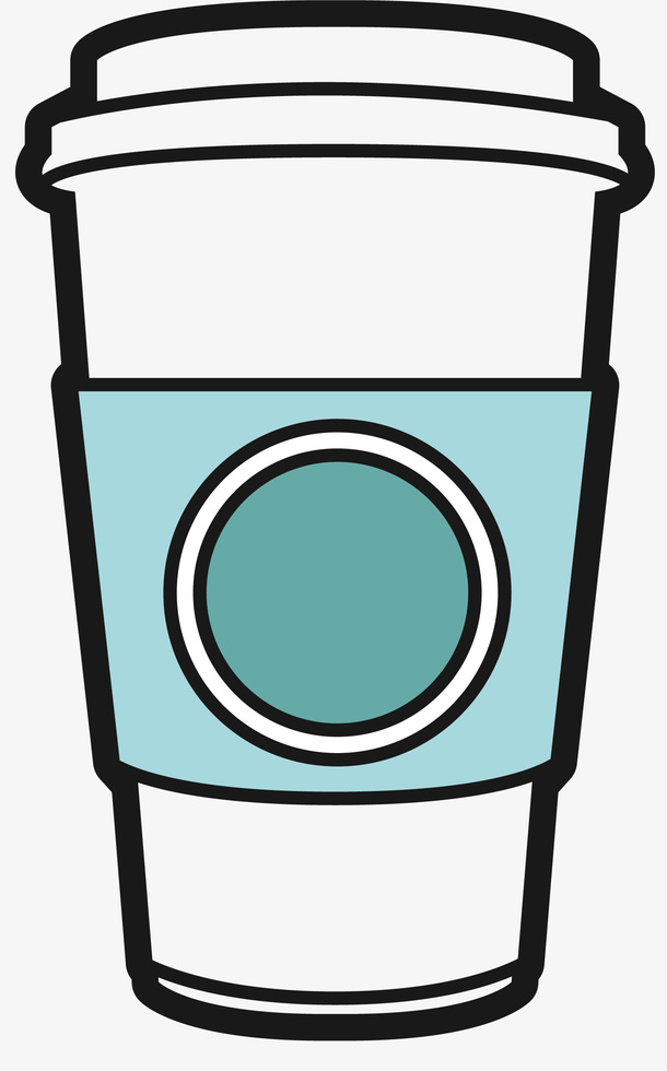 天蓝色矢量波点咖啡杯免抠