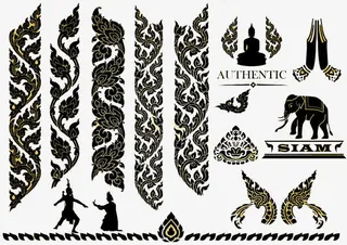 黑金色泰国花纹素材背景