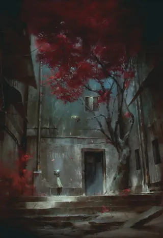 红色枫叶大屏桌面免抠