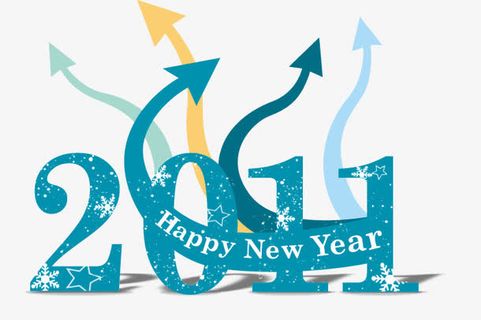 创意绿色2011艺术字变形卡片设计免抠