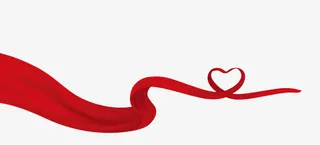 红色爱心丝带免抠