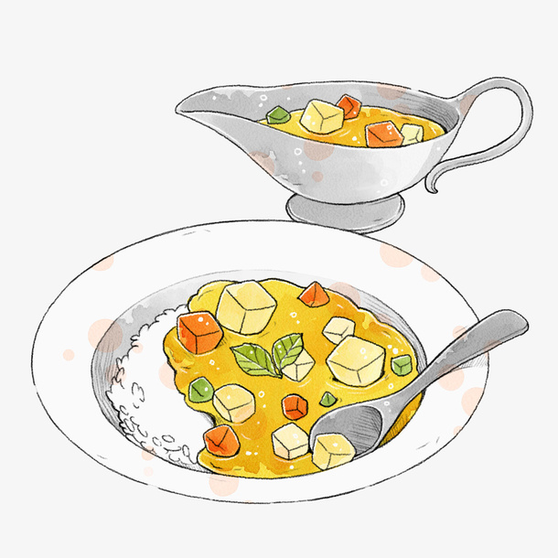 手绘咖喱蔬菜汁拌饭免抠