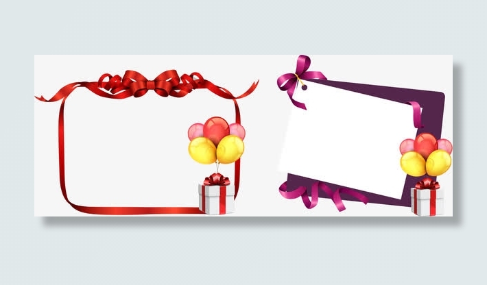 矢量礼盒与卡通气球免抠
