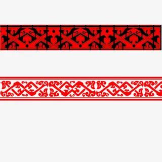 红色重复汉代花纹免抠
