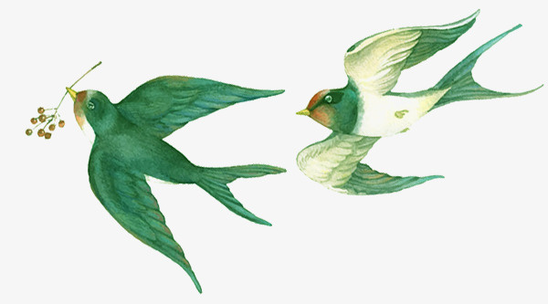 春天-水墨风燕子免抠图免抠动植物植物元素