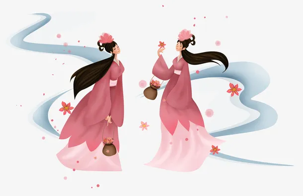 手绘古代美女人物4免抠