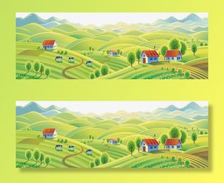 插画农村田园风光手绘免抠