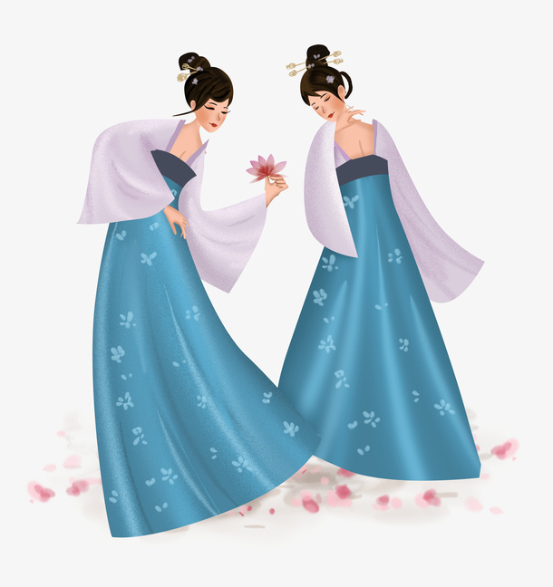 手绘古代美女人物1免抠