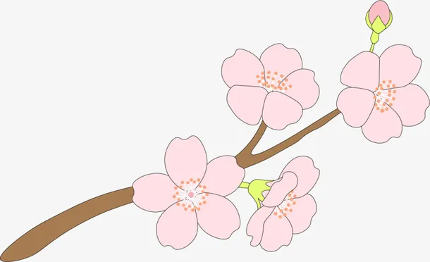 粉色春季中国风花枝免抠