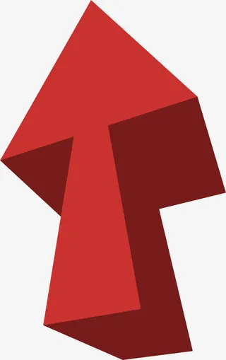 红色立体向上箭头免抠