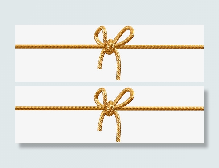 打蝴蝶结的金色绳子免抠