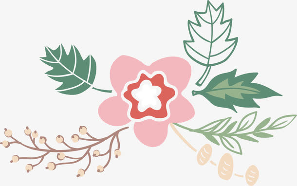 粉色手绘花朵圣诞装饰免抠