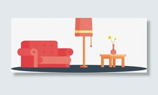 矢量卡通客厅装饰免抠