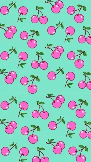 手绘粉色樱桃壁纸免抠