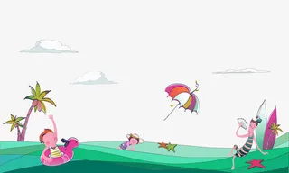 海面上的人物装饰素材免抠