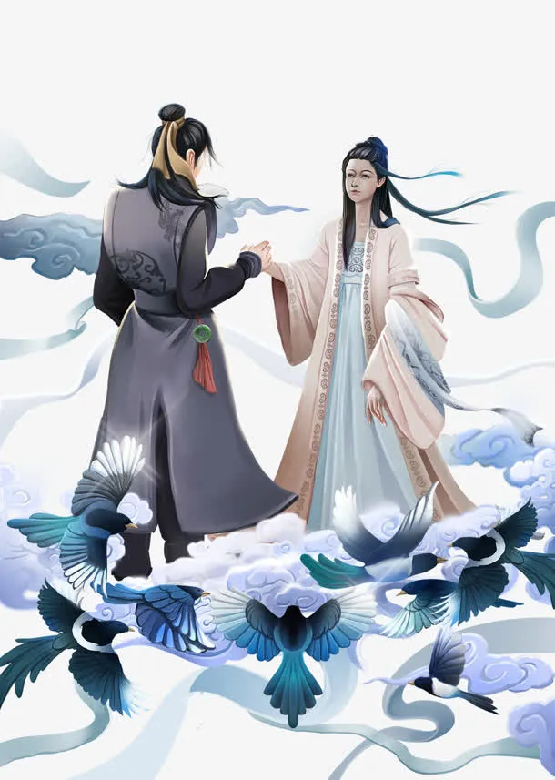 牛郎 织女相会图免抠
