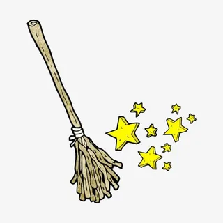 卡通魔法扫帚免抠