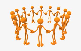 围成一圈的黄色小人免抠