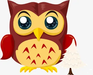 圣诞树圣诞节猫头鹰免抠