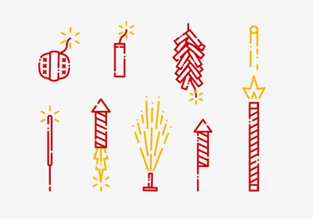 矢量烟花炮竹免抠节日元旦/春节/元宵元素