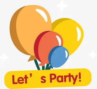 生日派对气球标签免抠