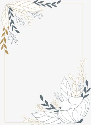 复古风花朵树叶边框免抠