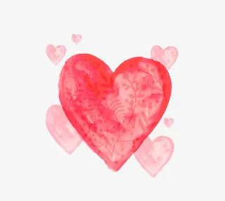 水彩爱心免抠