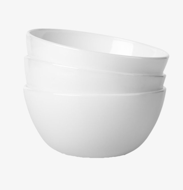 白色层叠着的餐具碗陶瓷制品实物免抠