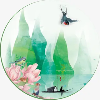 春季山水风景装饰免抠