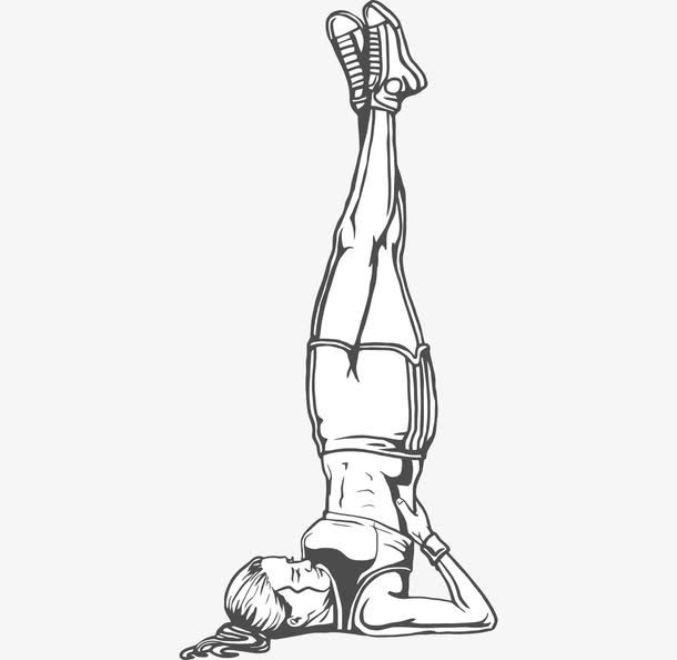 手绘素描锻炼的女人免抠