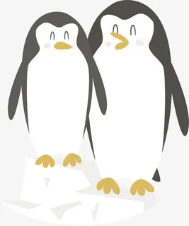 甜蜜的卡通企鹅情侣免抠
