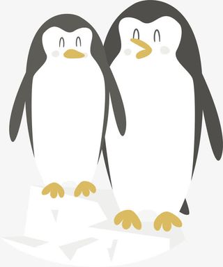 甜蜜的卡通企鹅情侣免抠