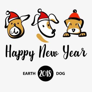 卡通狗年的贺卡设计免抠