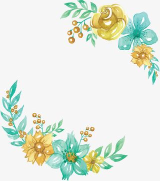 水彩手绘春天边框免抠