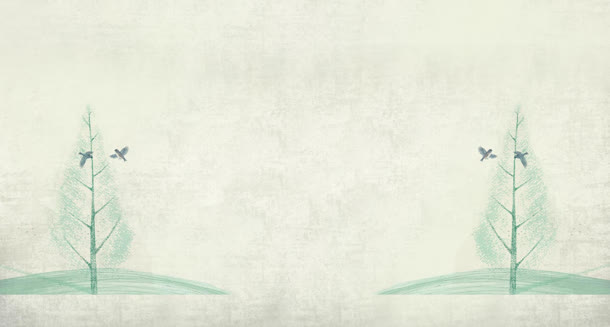 手绘大树鸟儿归巢免抠