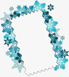 蓝色雪花框架免抠