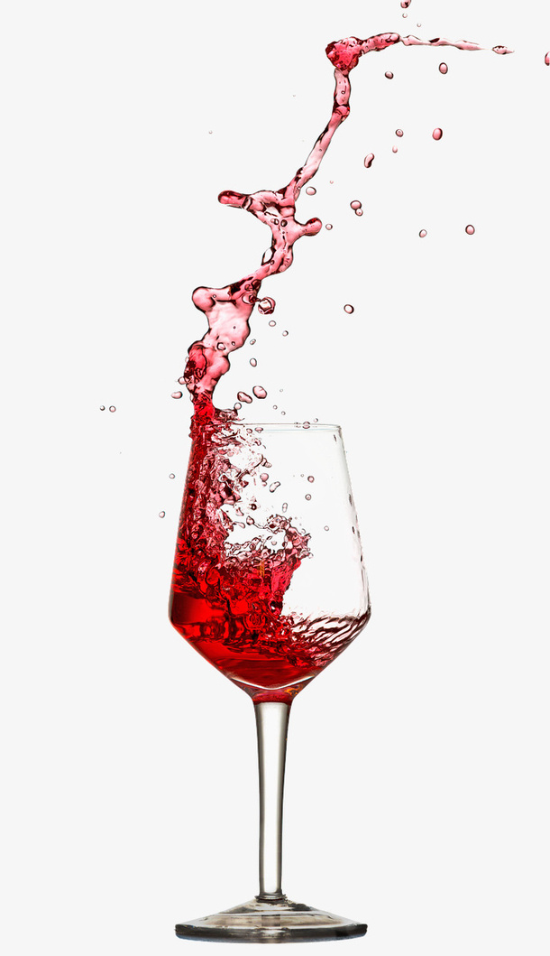 洒出红酒的红酒杯免抠