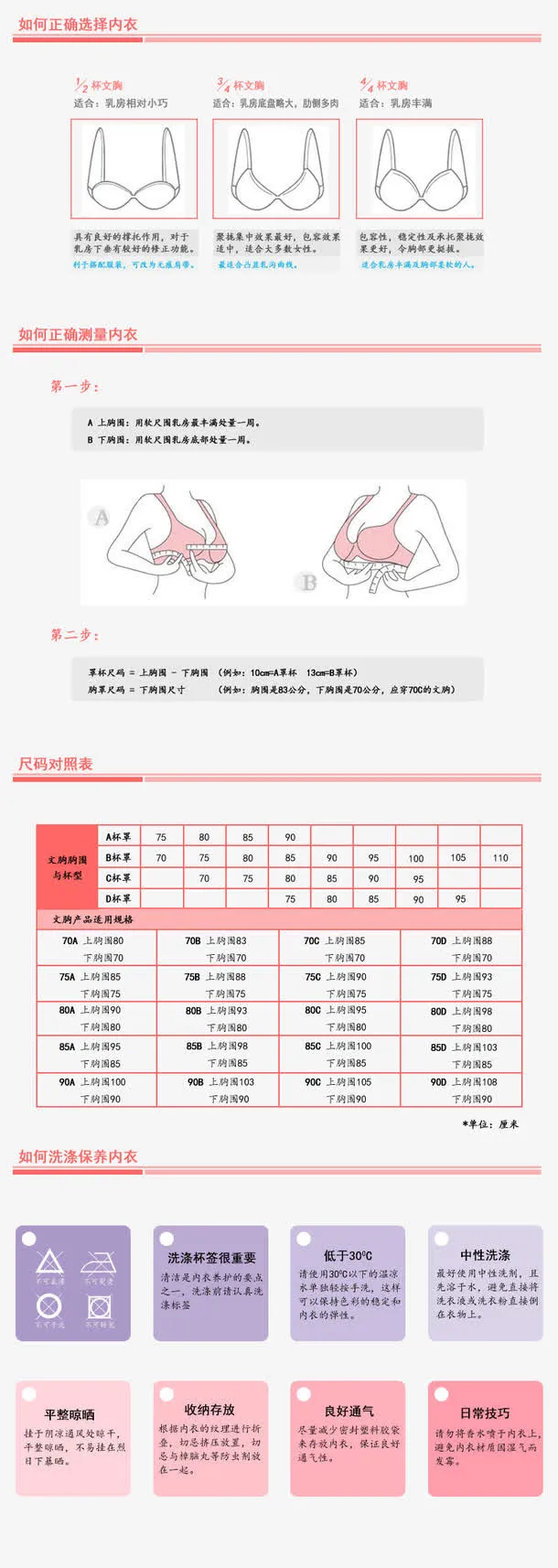 胸罩尺码表免抠