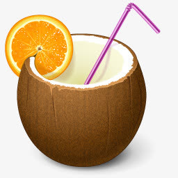 椰汁夏日海边度假用品PNG图标免抠