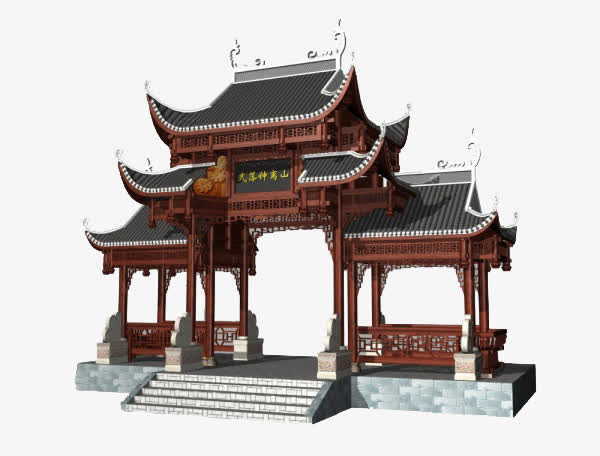 古代牌坊模型免抠
