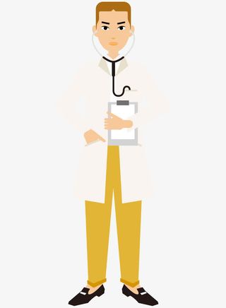 卡通手绘正面站立男医生免抠