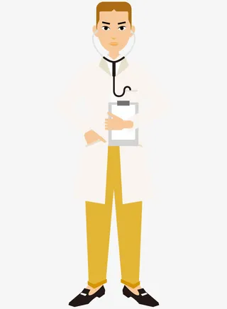 卡通手绘正面站立男医生免抠