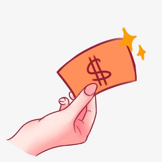 橙色简约手指给钱装饰图案免抠