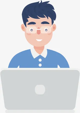 手绘卡通矢量扁平办公的男人免扣元素免抠