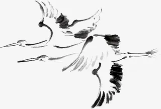 水墨画大雁南飞免抠