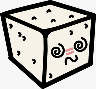 晕眩卡通方块奶酪免抠