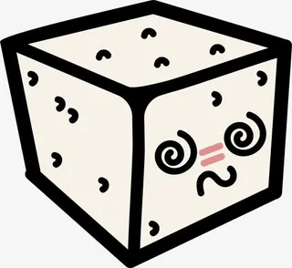 晕眩卡通方块奶酪免抠