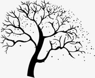 手绘黑色大树剪影免抠